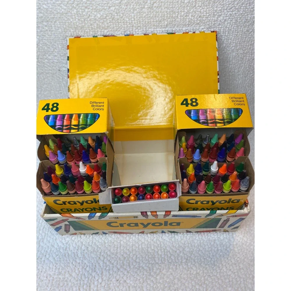 Vintage Crayola Collector Box 1992 w/ Two 48ct Boxes & Neons Unused‎ One Missing